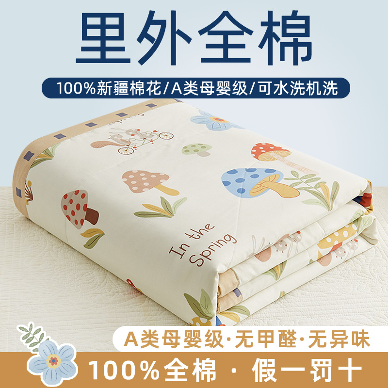 Wholesale of Class A pure cotton summer cooling quilts, all-cotton summer quilt sets inside and out, air-conditioned quilts, and children's summer thin quilts details Picture
