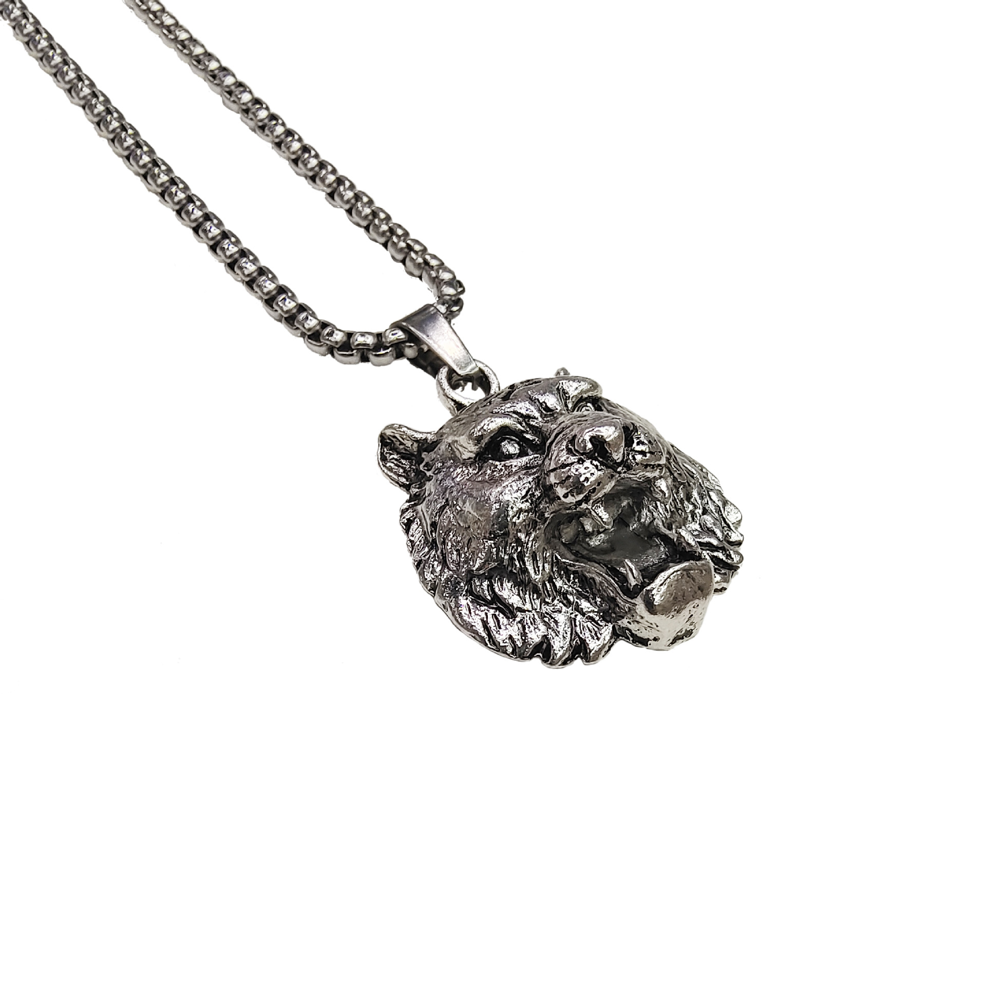 Net Red Men's Necklace Europe And The United States Necklace Sweater Chain Stainless Steel Necklace King Tiger Pendant Wholesale Item Picture