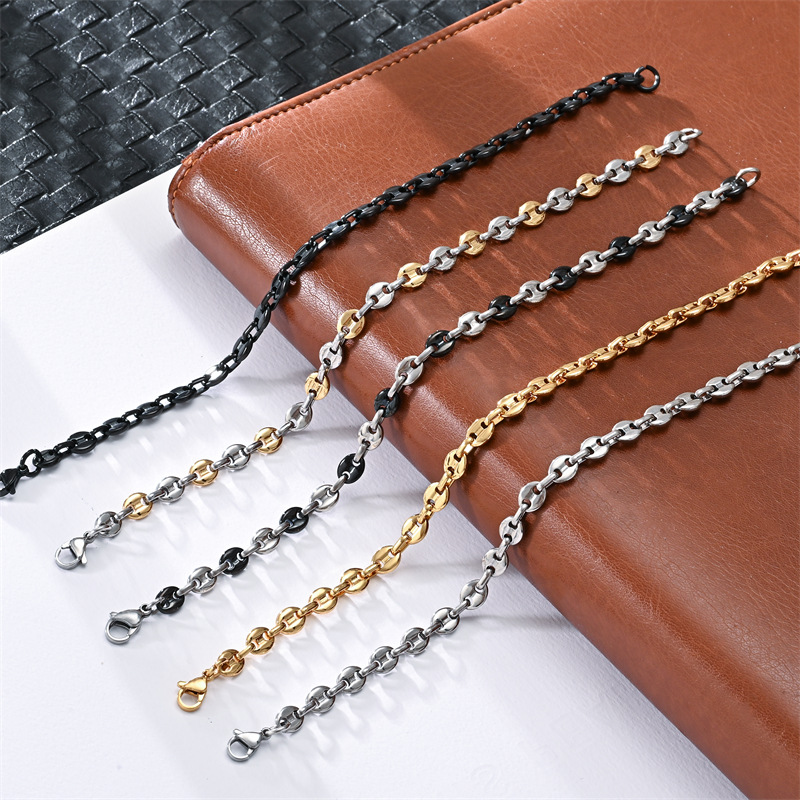 钛钢欧美简约小众设计款轻奢个性手饰不锈钢高级感咖啡豆手链手饰