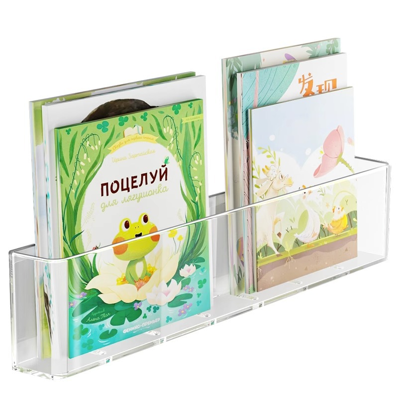 Wall-mounted bookshelf without drilling, wall-mounted passage door rear storage rack, wall-mounted transparent acrylic children's book storage box Item Picture
