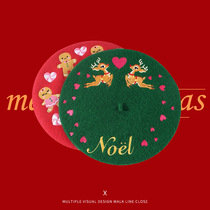 2022 Happy Christmas New Arrival New Unisex Custom Logo Hat Embroidered Boinas Wool Berets Hat (Various Designs)