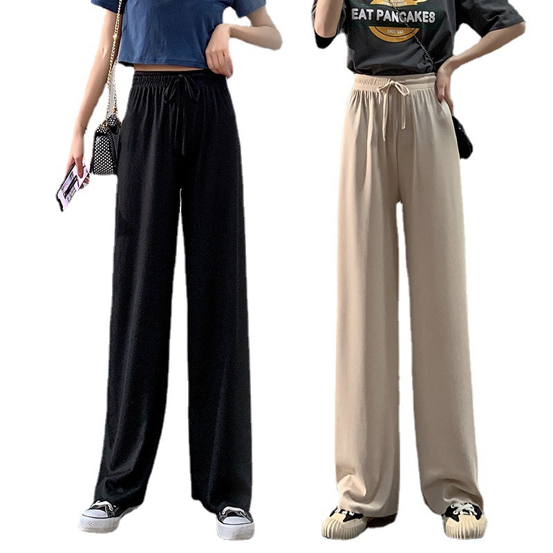 Ice Silk Wide-Leg Pants Women's Summer Thin 2024 New High-Waisted Slim Straight Leg Loose Mopping Casual Pants Item Picture