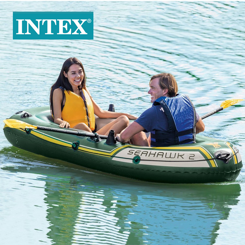 INTEX68347海鹰二人船组充气橡皮艇双人冲锋漂流船皮划艇