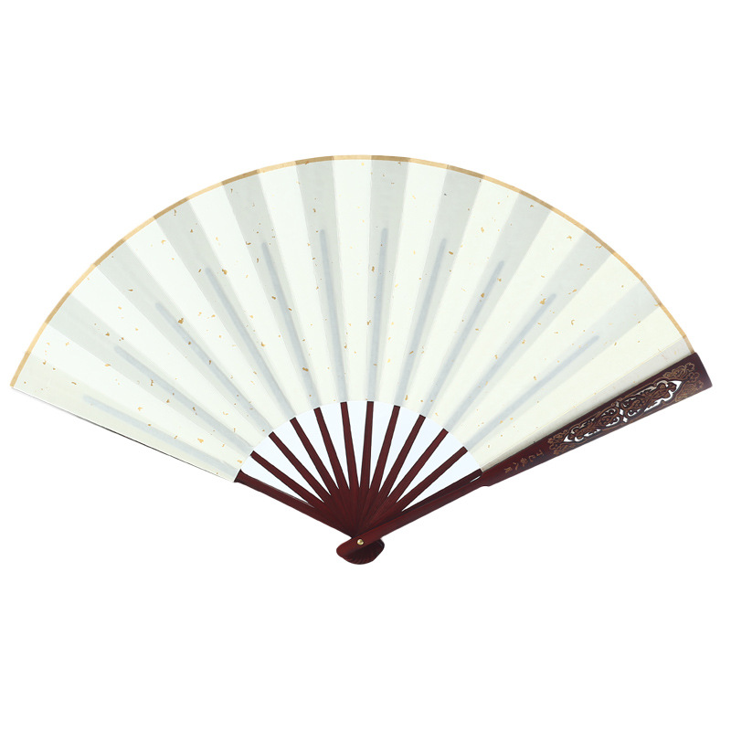 Ancient-style fan, Xuan paper folding fan, blank diy, calligraphy with brush, painting, white and gold-plated fan surface, advertising fan wholesale Item Picture