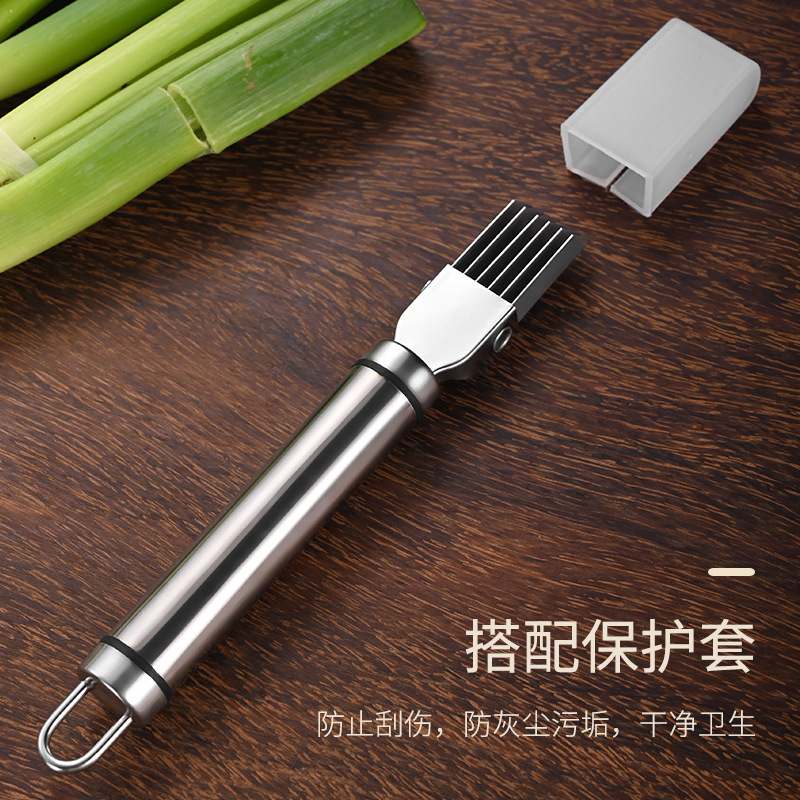 Stainless steel scallion cutter, scallion knife, multi-functional vegetable cutter, convenient scallion flower and scallion shreds, kitchen small tools Application Scenario