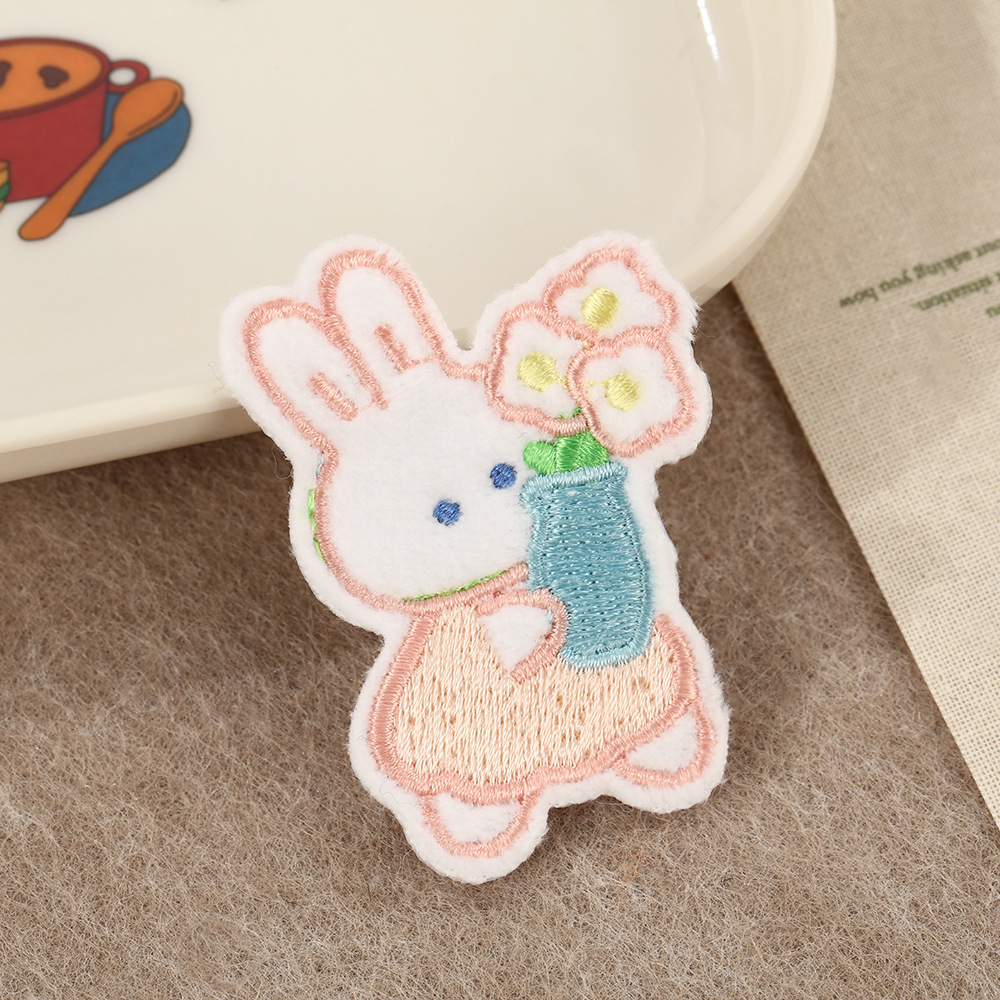 Soft and cute plush embroidered fabric stickers with rabbit, bear and moon shapes diy hair accessories, clothing accessories and decorative small accessories Application Scenario