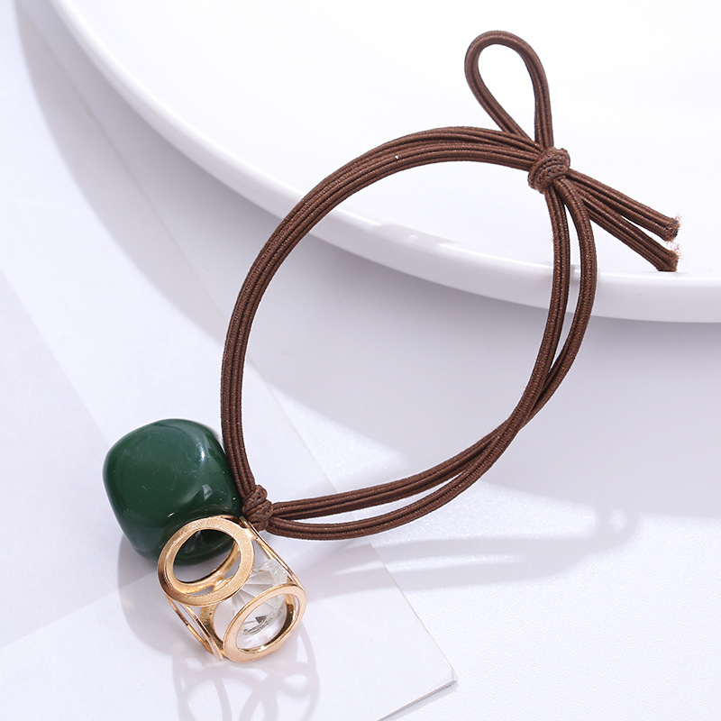 Selling Vintage Style Crystal Pendant Head Rope Diamond-Shaped Bead Hollowed-Up Leather Band Headwear Wholesale Girls Hair Band Specification drawing