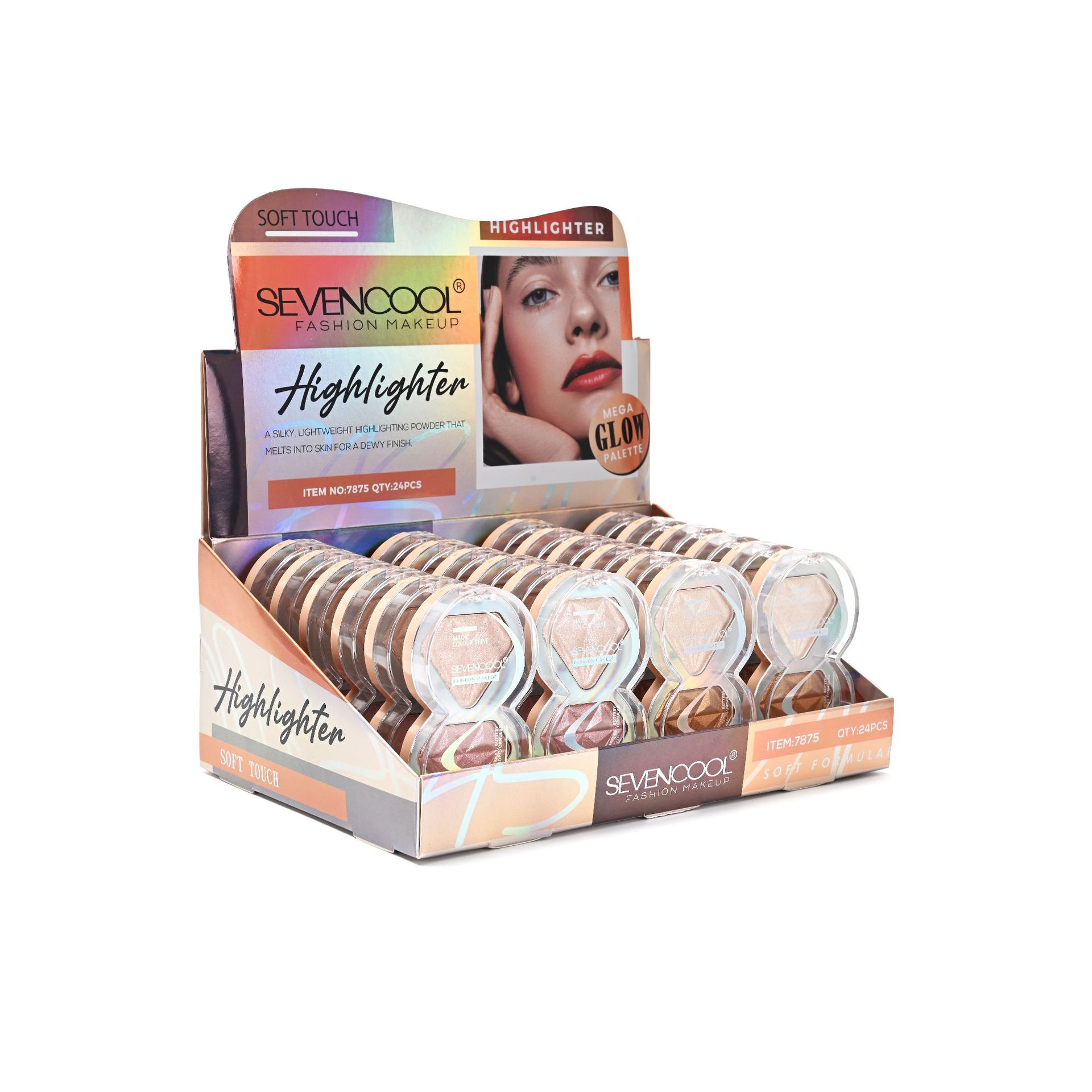 SEVENCOOL Facial Rose Diamond Highlighter Contouring Plate Pearlescent glitter naturally brighens the face and highlights the skin tone Application Scenario