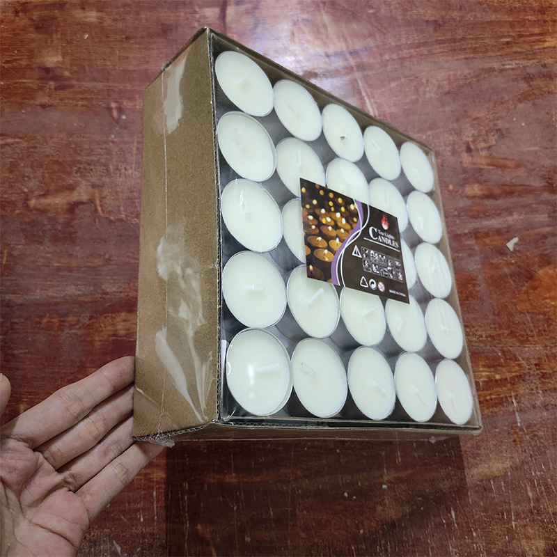 Wholesale of 100 box-packed 4-hour smokeless candle tea brewing paraffin wax birthday confession small candles, 50 round pieces Specification image