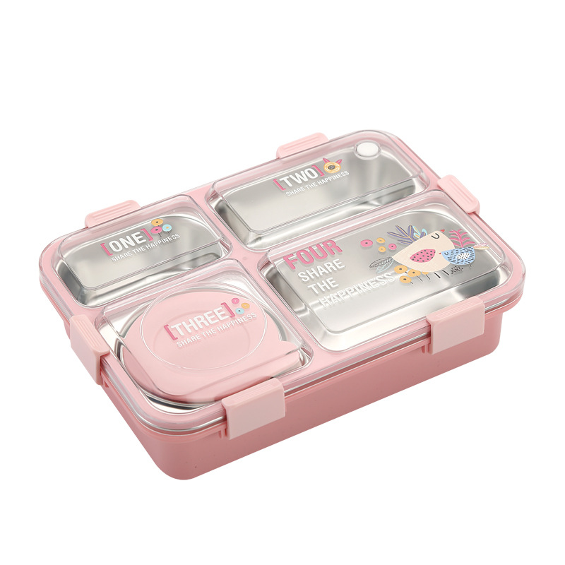 Fresh 304 stainless steel portable lunch box, canteen sealed and separated lunch box, office worker and student lunch box Item Picture