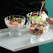 创意透明高脚甜品果汁奶茶奶昔饮料杯子雪糕冰淇淋杯