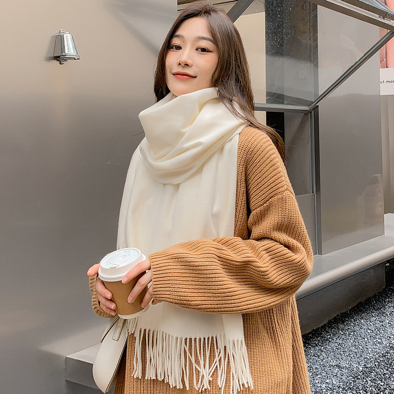 Woolen Scarf Women's Autumn And Winter Thick Imitation Cashmere Scarf Korean Women's Shawl Winter Solid Color Cashmere Scarf Wholesale