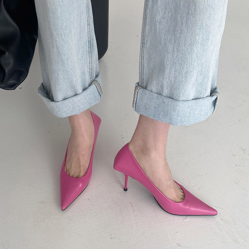 10cm high heels, light heel, candy-colored French heels, fashionable European and American pointed-toe single heels for women Specification image