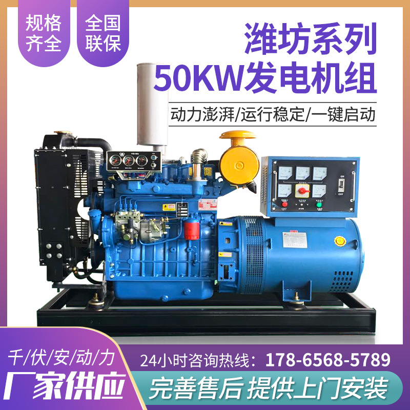 50kw潍坊发电机组 50千瓦商用柴油发电机组 小型应急备用发电机组