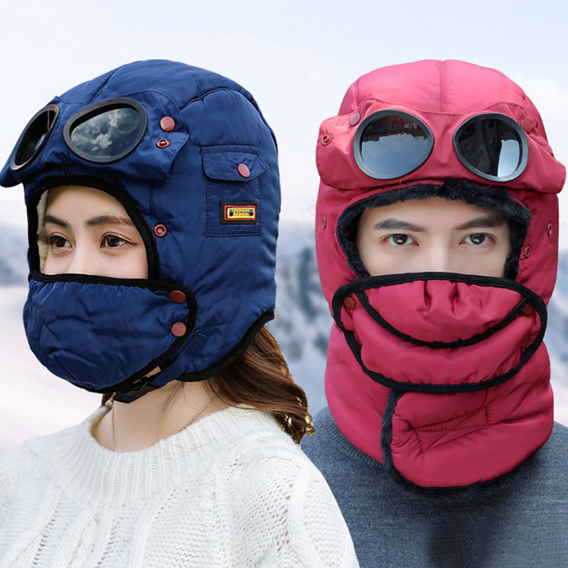 Lei Feng hat female winter outdoor cold thickening plus velvet riding warm cotton hat windproof ear protection neck cap men wholesale