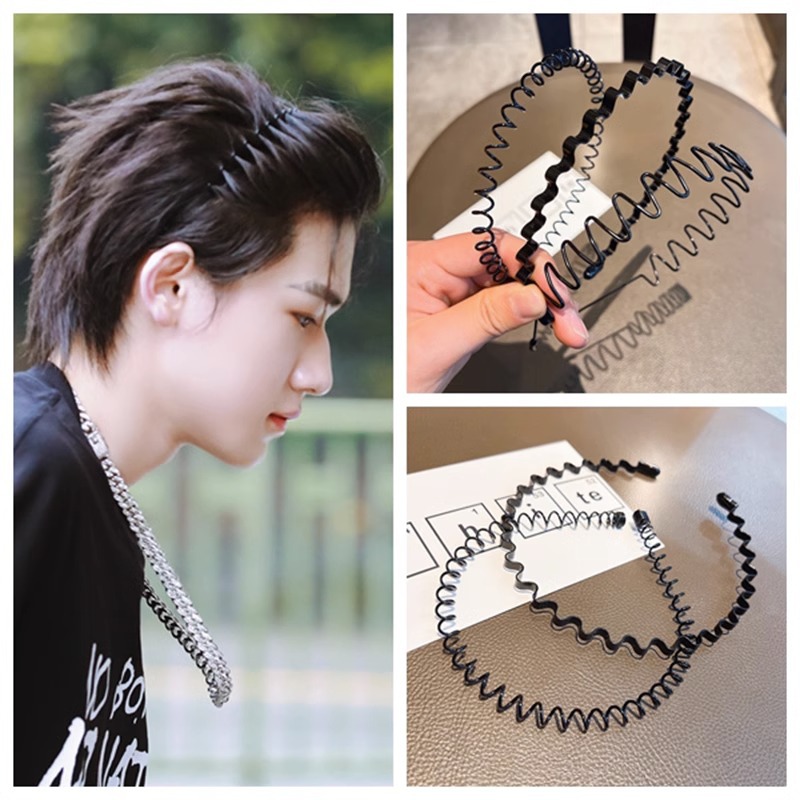 Men's hair band: Invisible and non-constricting headband, anti-slip hair clip for outdoor exercise, men's hair press, hair tie, headwear hole Specification image