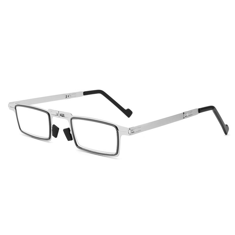 Folding reading glasses for men, high-definition anti-blue light, ultra-light screw welded point metal reading glasses, square, round and multi-sided Application Scenario