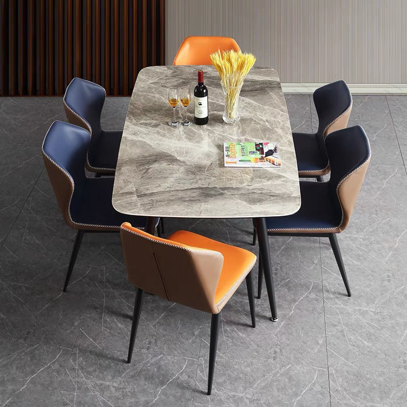 岩板餐桌长方形餐桌餐椅组合现代简约轻奢北欧家用饭桌详情图4
