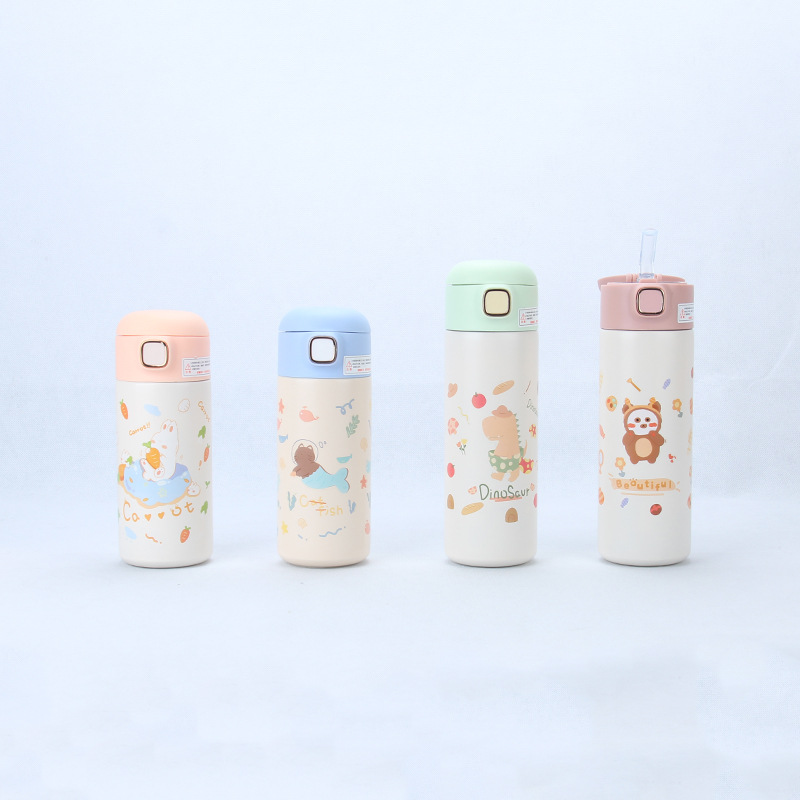潮流优品店严选方扣保温水杯吸管学生可爱时尚保温杯弹跳保温水杯
