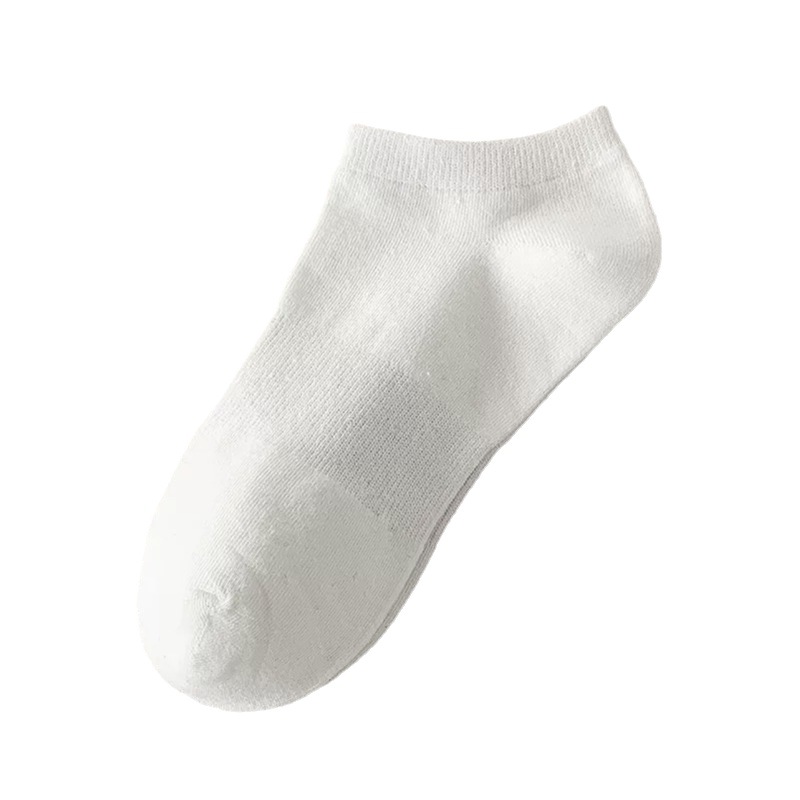 白色袜子男夏季女士中筒袜 纯色船袜运动束腰篮球袜 纯棉男袜批发详情图5