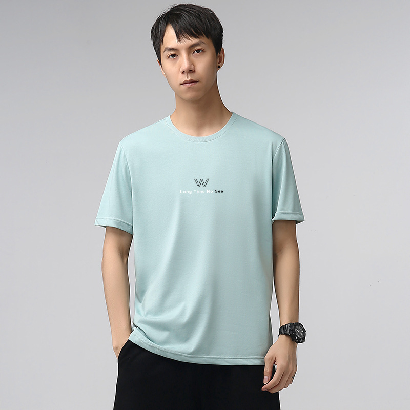 Cool Ice Silk Cotton 2022 Summer New Men's short-sleeved T-shirt, white half-sleeved shirt, liquid nitrogen mercerized cotton T-shirt Application Scenario