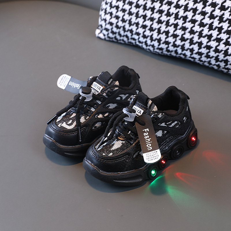 Spring And Autumn New Led Light Shoes Children's Shoes Woven Cloth Breathable Children 1-6 Years Old Light Shoes Casual Sports Shoes Fashion details Picture