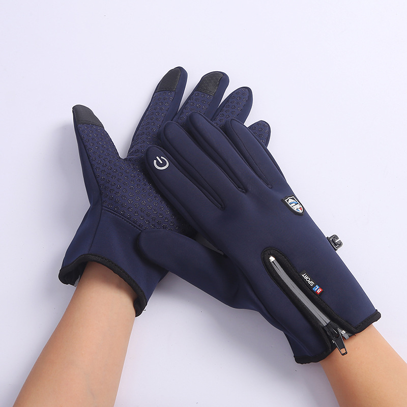 New Autumn And Winter Touch Screen Gloves Cycling Men's And Women's Fleece Outdoor Skiing Warm Waterproof Zipper Cross-Border Lovers Wholesale details Picture