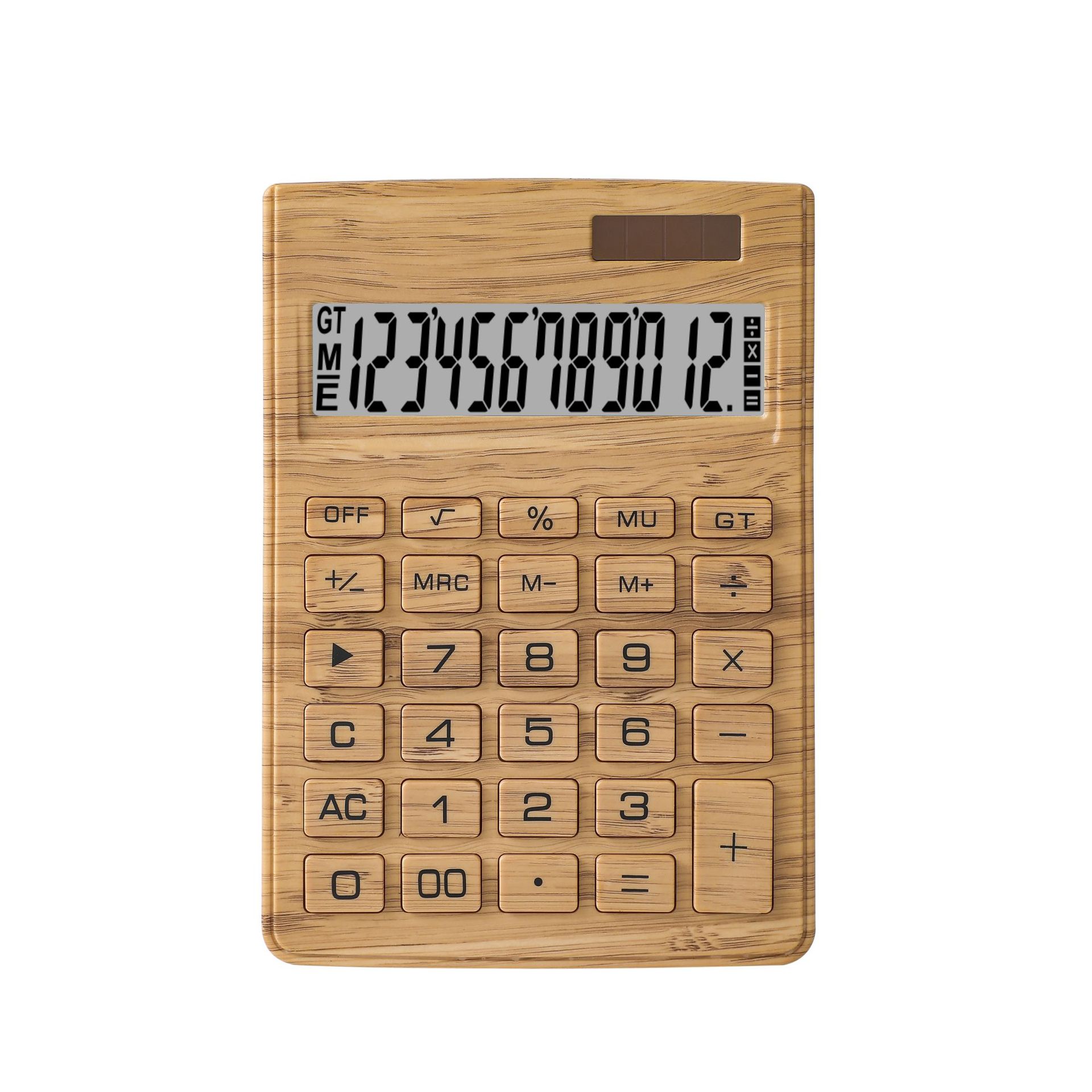 Desktop creative office financial accounting dedicated calculator uv Creative simulation Bamboo 12-digit large screen calculator