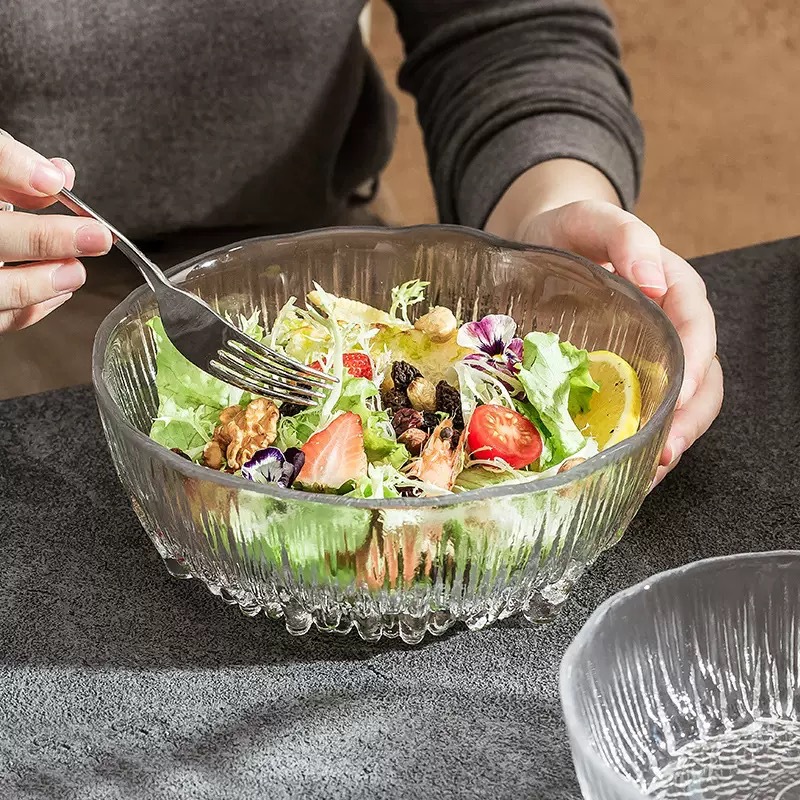 高端轻奢家用玻璃水果碗套装客厅茶几零食摆放盘冰川甜品碗沙拉碗详情图2