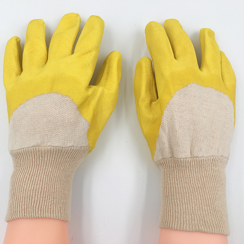 纯棉批发手套透气浸胶防滑防油耐磨工地车间用乳胶劳保手套