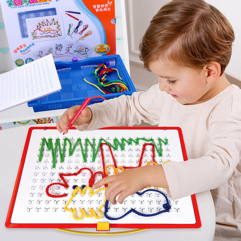 华隆穿线板早教宝宝玩具益智桌面游戏穿线积木开发智力儿童积木详情图2