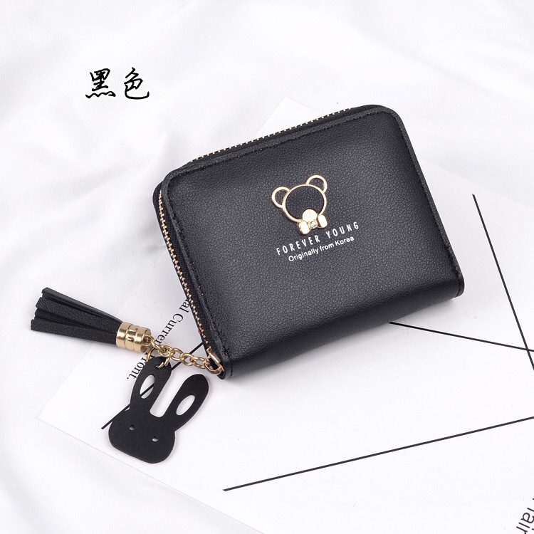 2024 New style women's wallet, short and cute Japanese and Korean bear zipper wallet, coin purse, mini small bag, card case Specification image