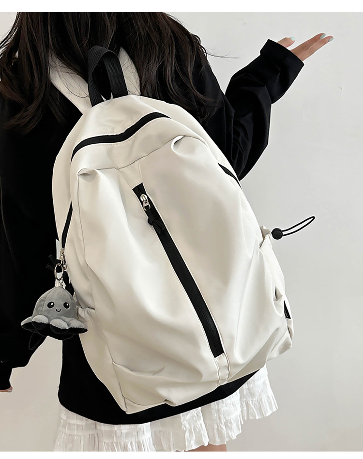 双肩包女旅游轻便户外休闲登山背包简约纯色初高中学生书包大容量详情8