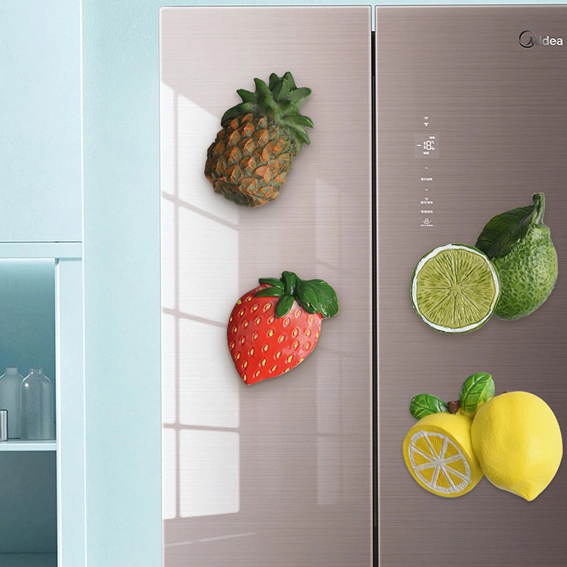 Fruit Resin Refrigerator Sticker Creative Family Gift Decoration Magnetic Sticker Three-Dimensional Fresh Little Cute Refrigerator Sticker Application Scenario