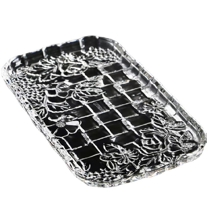 European Creative Crystal Glass Rectangular Glass Tray Tea Plate Tea Plate Living Room Dry Fruit Plate Fruit Plate Item Picture