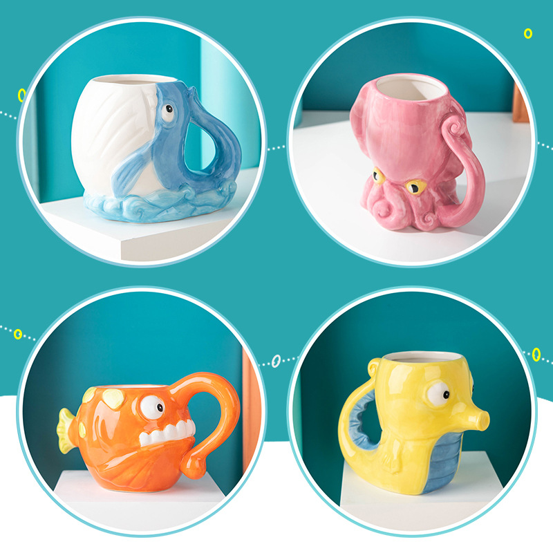 Novel ceramic cup 3D Octopus Monster Cup cartoon modeling cup large capacity Mark Glass glass ceramic small flower pot full figure
