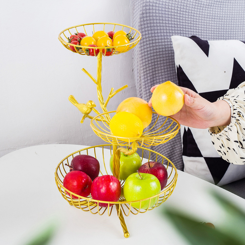 Nordic Simple Ins Feng Shui Fruit Tray Modern Living Room Home Multi-Layer Fruit Basket Iron Candy Tray Storage Basket Application Scenario