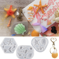 Crystal drop glue diy Sea shell Starfish conch Sea horse fishtail pendant silicone mold