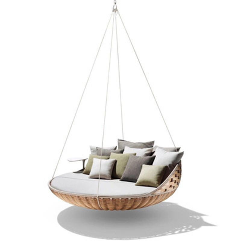 Balcony hanging chair, double hanging basket, rural outdoor leisure rocking chair, swing, rattan chair, homestay, household hammock, indoor cradle Specification image