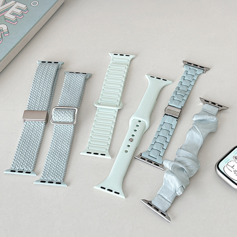 高级夏日淡薄荷系列尼龙表带适用于苹果iWatchs9高级Apple Watch8