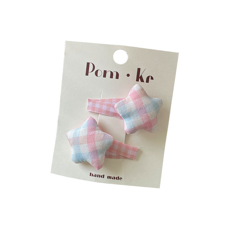New Korean-style sweet and beautiful checkered bow hair clip for girls, side wavy bangs clip, high-elasticity matching hair band for girls Item Picture
