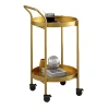 Nordic light luxury small coffee table trolley, living room side table, bedroom movable side cabinet corner table with wheels, balcony small round table Item Picture