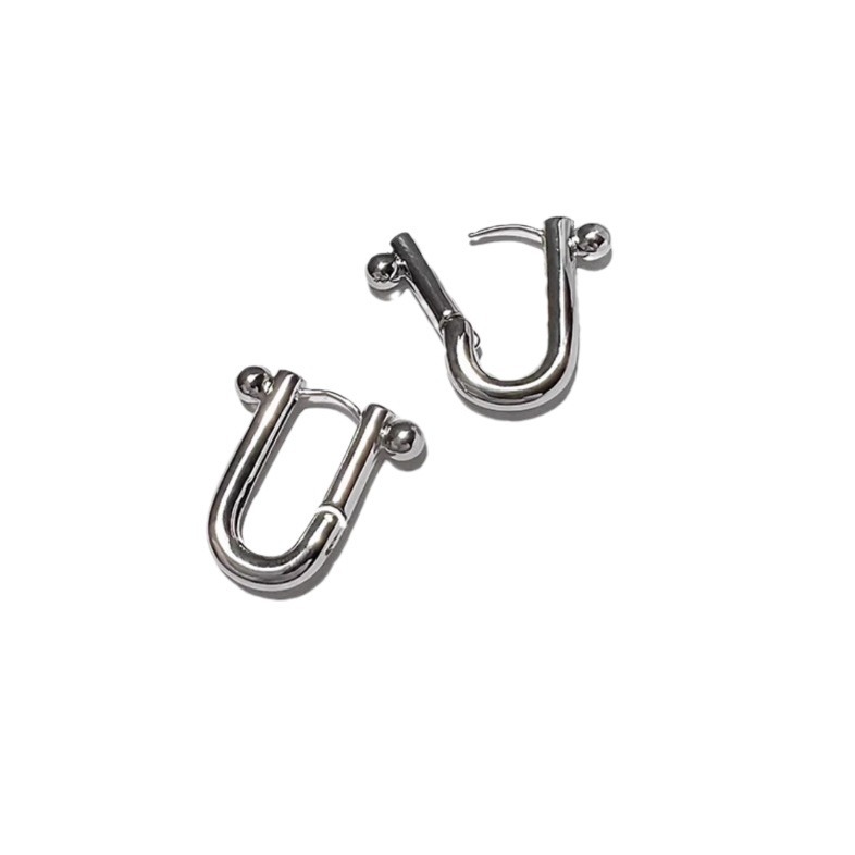 S925 Sterling Silver U-Shaped Horseshoe Ear Buckle Korean Version Simple All-In-One Earrings Fashion Temperament All-In-One Ins Style Earrings Item Picture