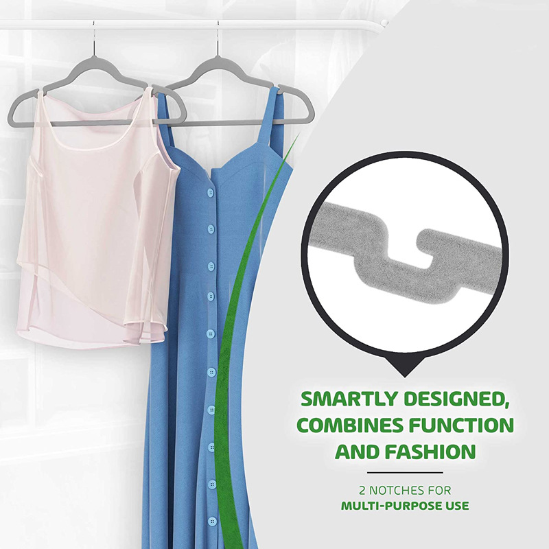The multi-functional notched anti-slip and traceless adult plastic clothes hanger is a clothing store storage and organization hanger Specification image