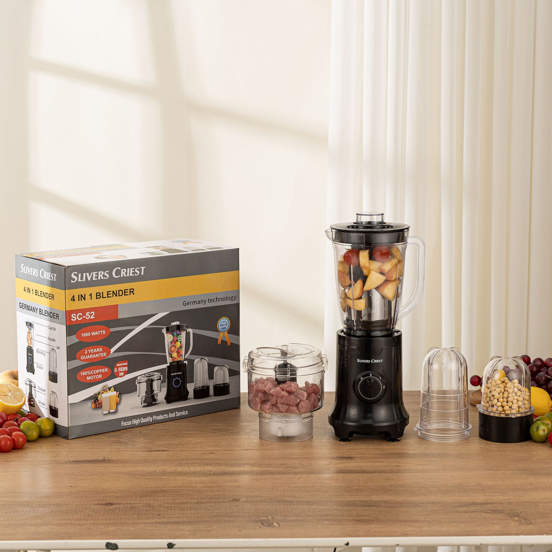 Cross-Border 4-In-1 Multi-Functional Juicer, Household Fully Automatic Fruit And Vegetable Juicer, Food Processor