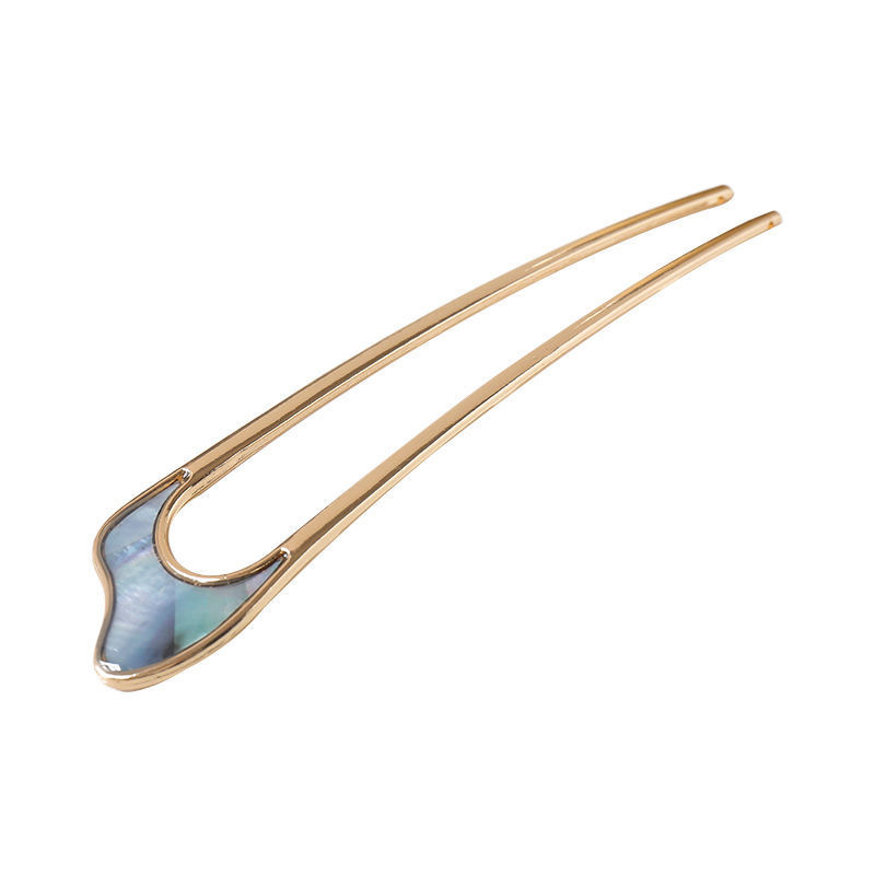 Modern and simple Chinese-style hairpin, U-shaped oil-dripping alloy coiled hairpin, ins high-end style, the same metal hairpin as the Internet celebrity Item Picture