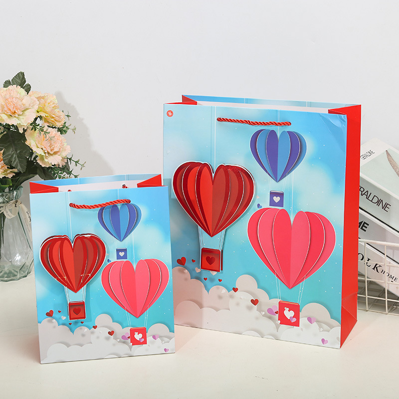 Ladies Red Rose 3D Patch Dusting Gift Bag Tote Bag Paper Bag Birthday Gift Return With Hand Gift South America details Picture