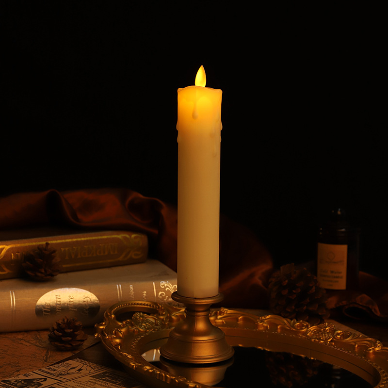 Cross-Border New Fluid Long Pole Electronic Candle Light Warm White Plastic Simulation Halloween Candle European-Style Decoration details Picture