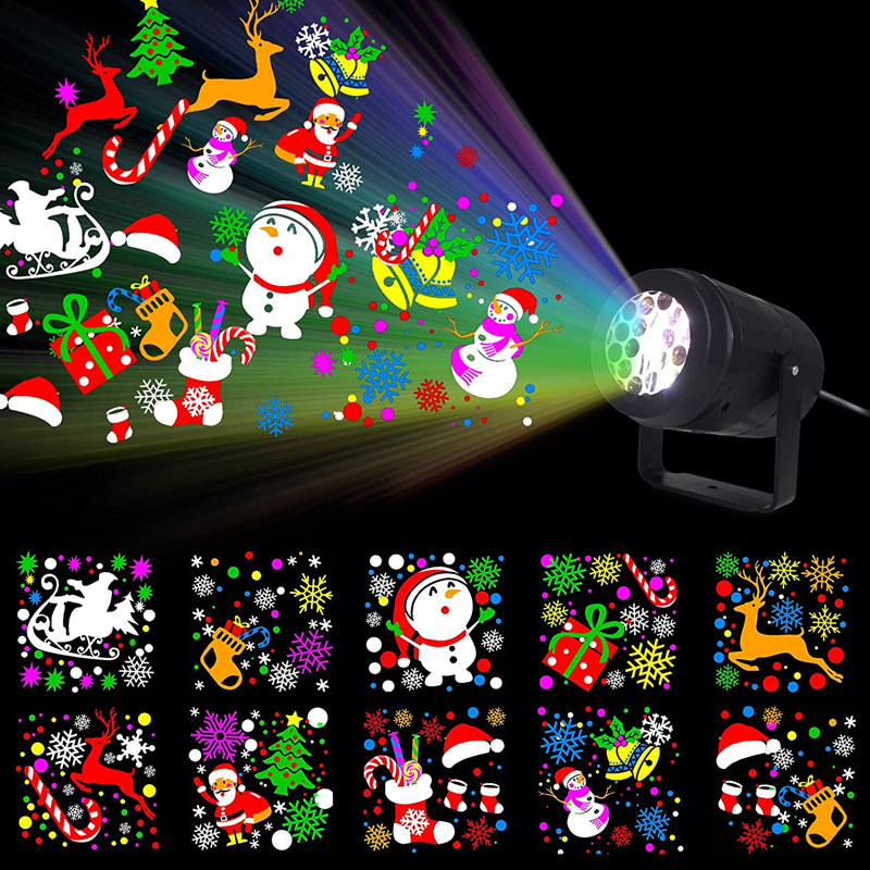 Cross-Border New Led Christmas Projection Light 16 Pattern Hd Projector Atmosphere Light Festival Light Home Stage Light details Picture