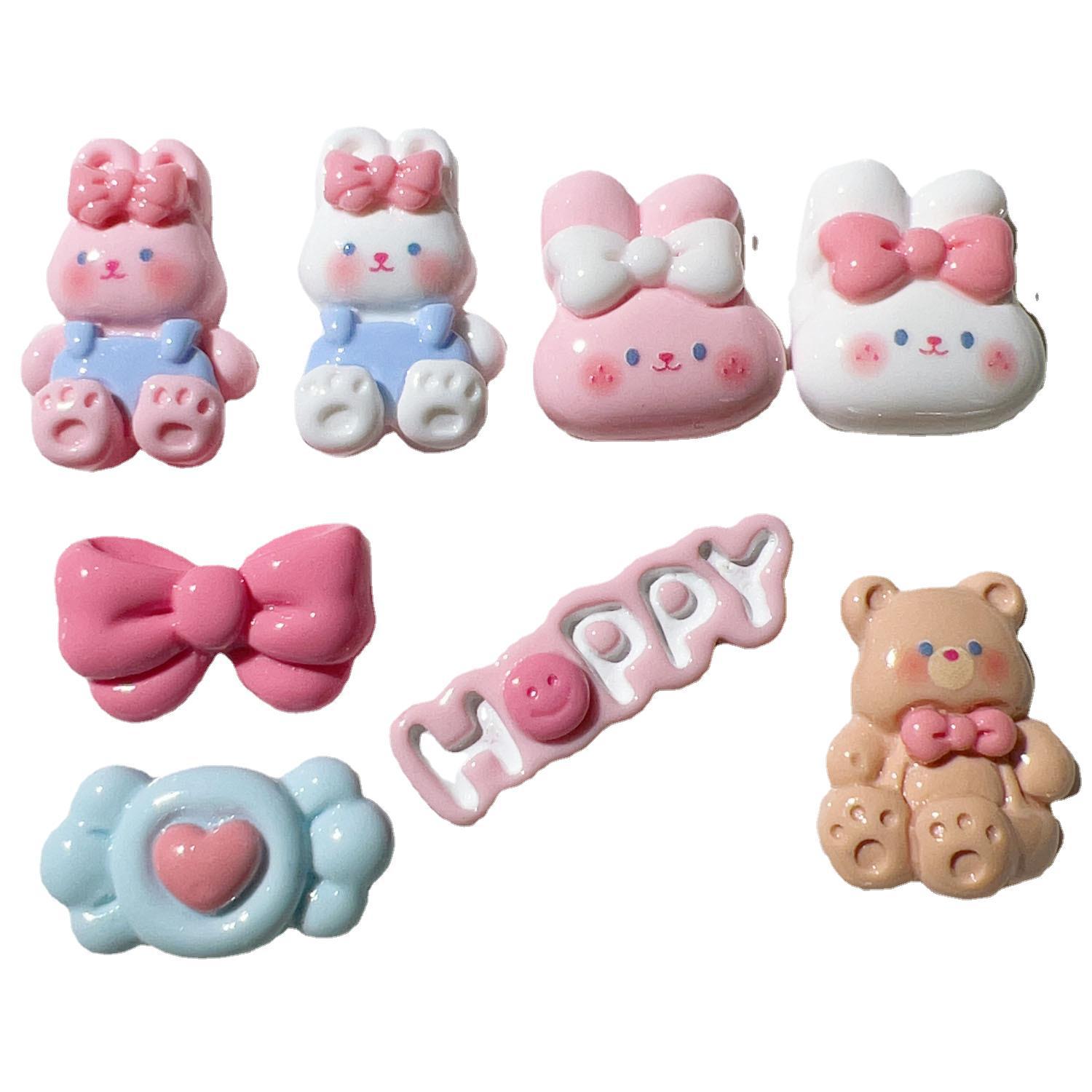 Resin Accessories Wholesale Diy Accessories Handmade Materials Shoe Fastener Hat Phone Case Accessories Bright Face Candy Bunny Item Picture